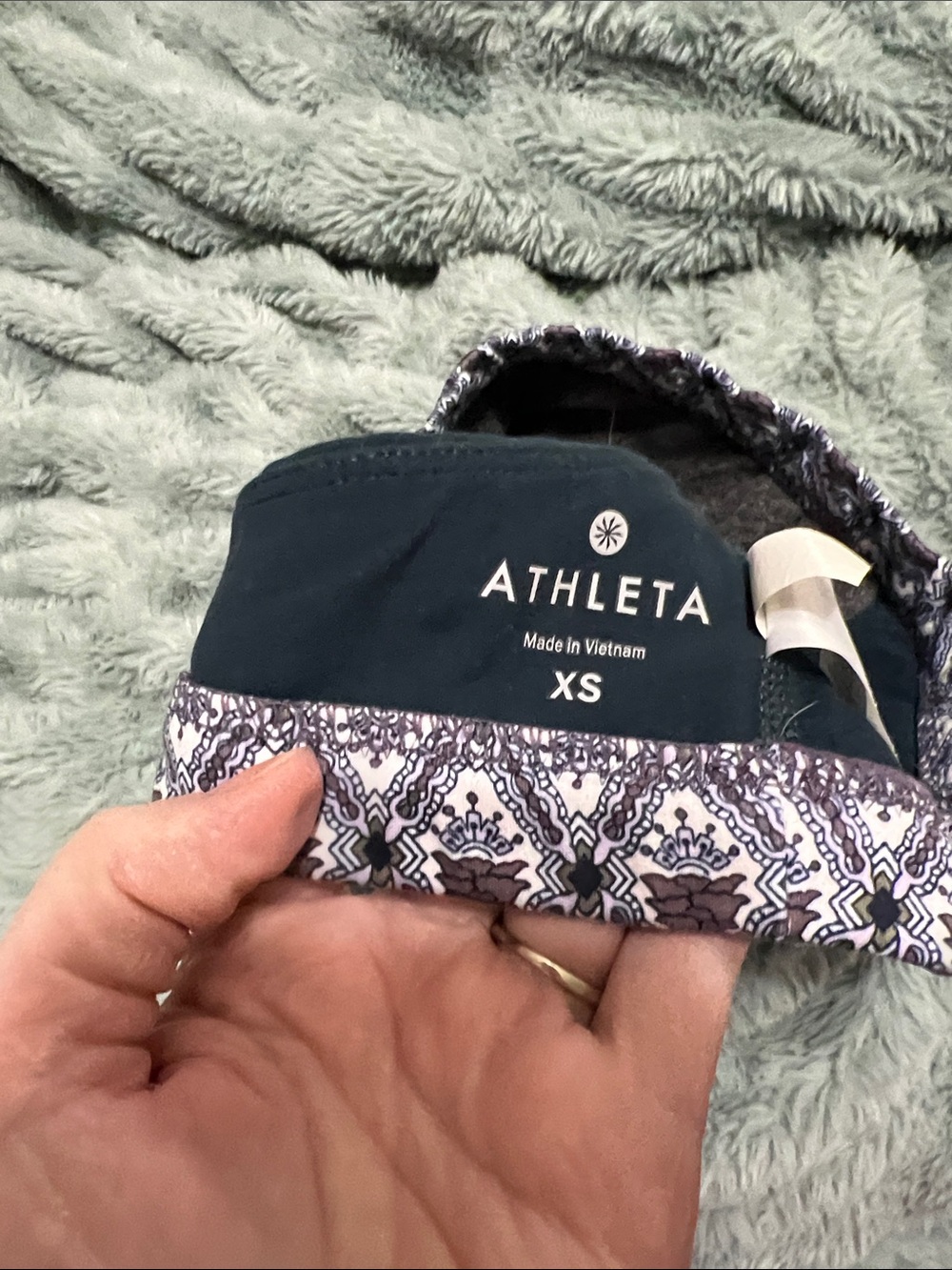 Athleta Reversible Bralette — Gray & Dark Teal with Patterned Trim - Picture 4 of 5